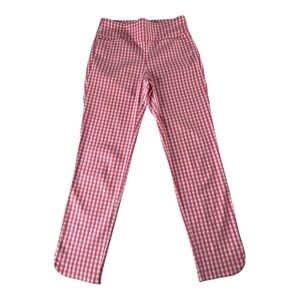 J. Mclaughlin Womens Cotton Elastic Waistband Gingham Pants Pink‎ Size 4